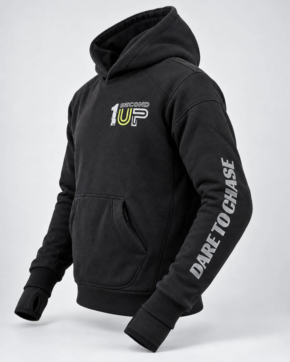 Black 1SecondUP armoured motorcycle hoodie